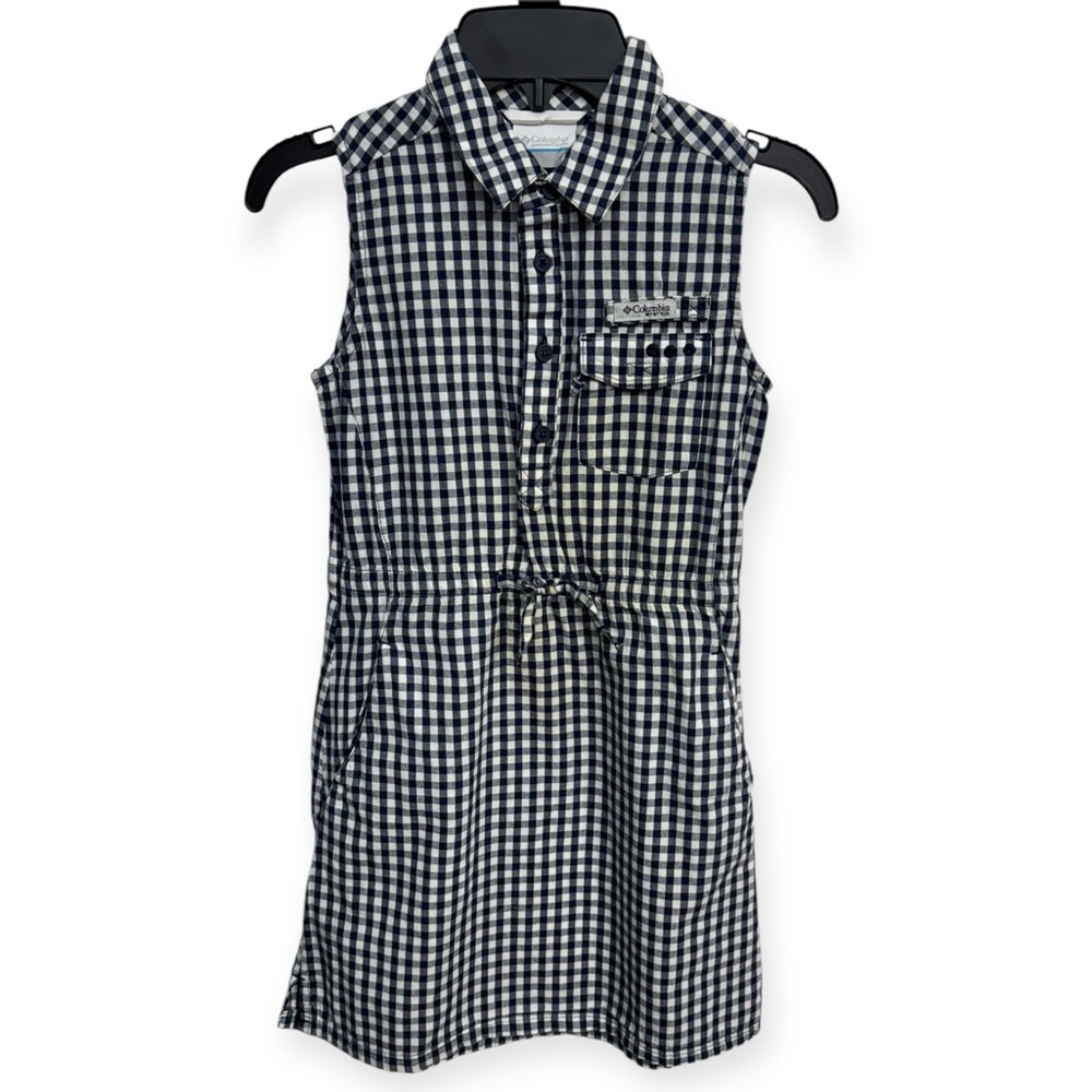 Columbia White and Blue Sleeveless Polo Shirt Dress Casual